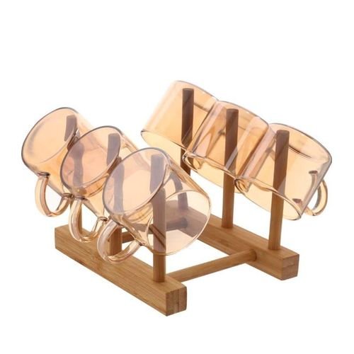 7-Piece Borosilicate Glass Tea Set with Diamond Bamboo Lid - Image 4