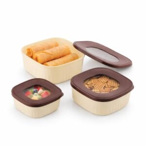 3 Pcs Airtight Crystal Food Storage Container Set (600ml, 1000ml, 1600ml)