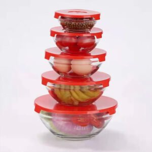Red Cherry 5 Piece Glass Bowl Set