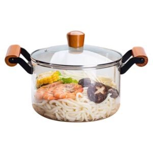 High-Borosilicate Glass Stew Pot with Wooden Handles 4000ml