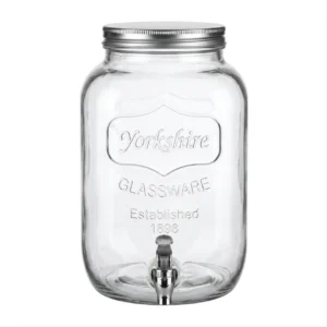 4L Glass Beverage Dispenser with Tap and Metal Screw Lid