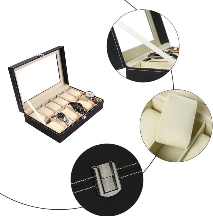 10-Slot Leather Watch Storage Box Organizer - Image 6