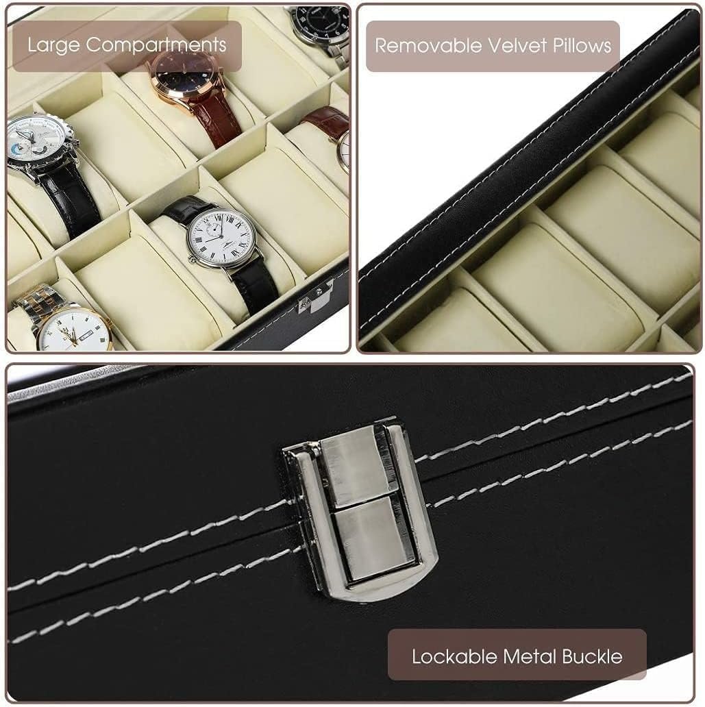10-Slot Leather Watch Storage Box Organizer - Image 7
