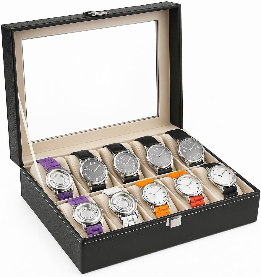 10-Slot Leather Watch Storage Box Organizer - Image 9