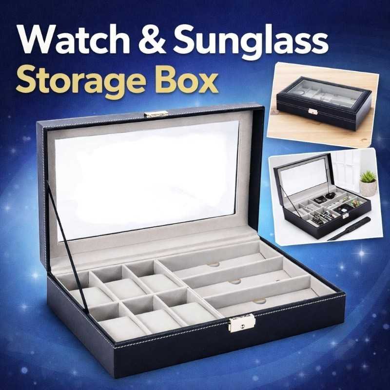 6 Watch & 3 Sunglasses Storage Box Organizer - Image 13