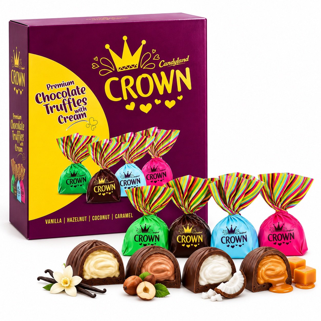Candyland CROWN Premium Chocolate Truffles with Cream Assortment 2kg (200pcs)